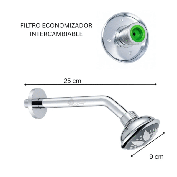 Ducha Regadera Abs Redonda Cromada Sencilla