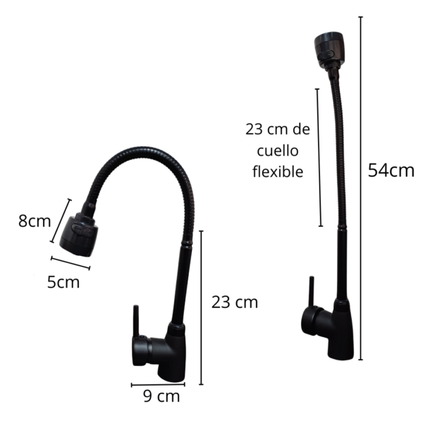 Grifería Lavaplatos Negra Monocontrol Flexible