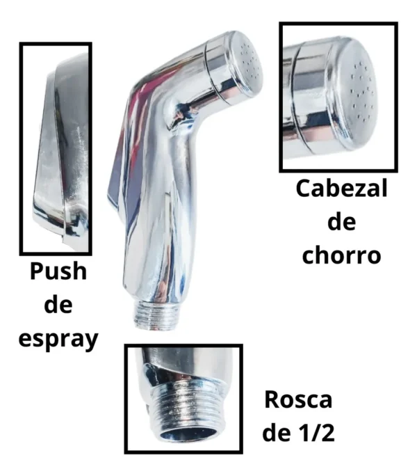 Pistola Bidet Plástica Cromada con Rosca 1/2 para Sanitario
